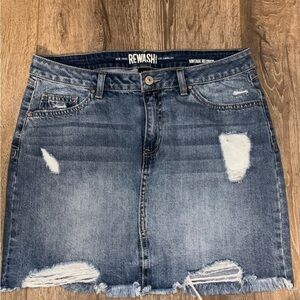 Rewash Blue Distressed Denim Mini Skirt-Vintage Reunion(11/30)